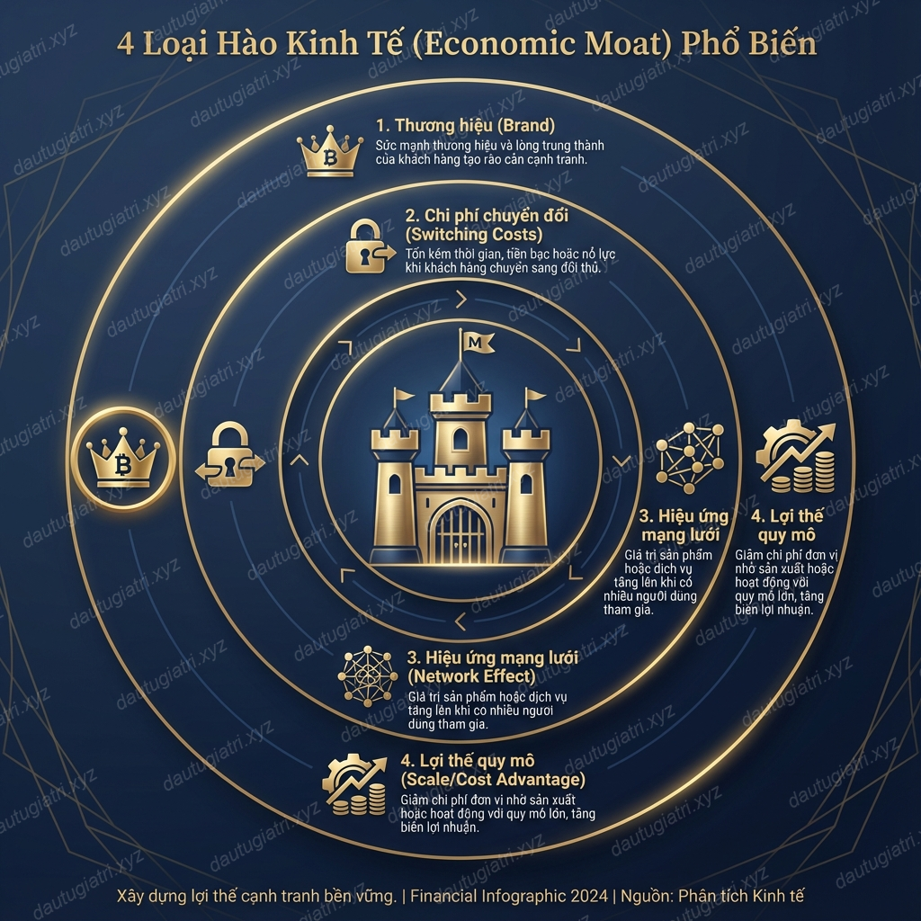4 Loại Hào kinh tế (Economic Moat) phổ biến